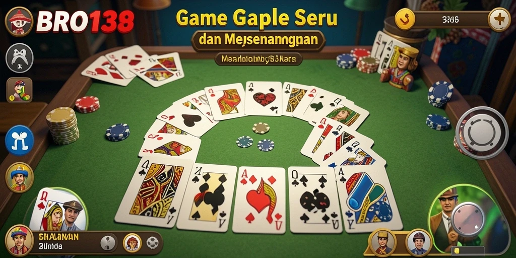 Gameplay seru Gaple di BRO138 dengan pemain nyata.