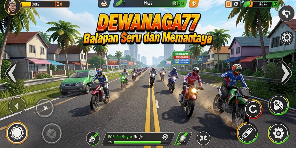 Tampilan gameplay balapan yang seru dan menantang di DEWANAGA77.