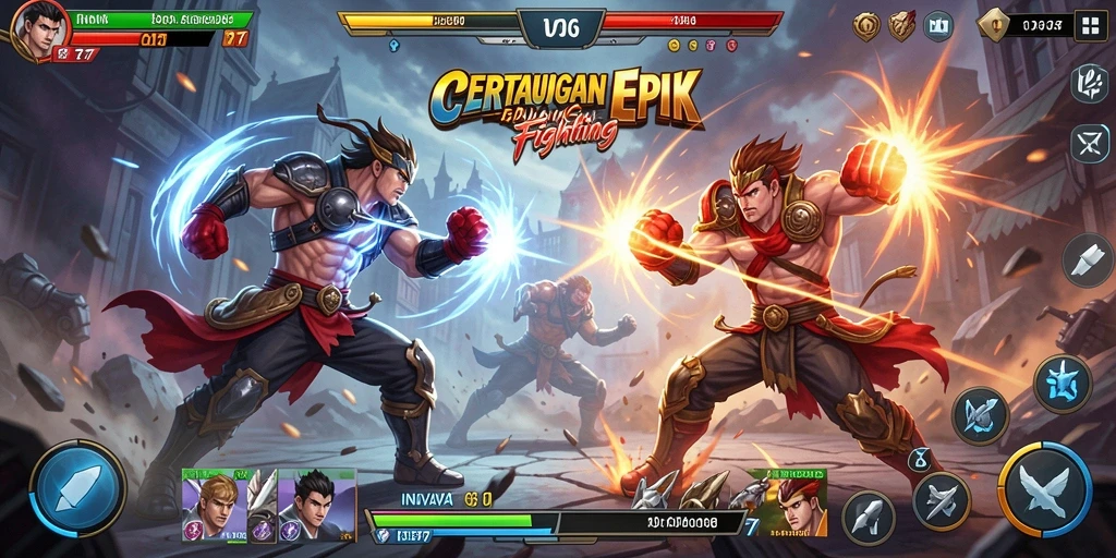 Tampilan gameplay seru dari pertarungan karakter di INOVA77.