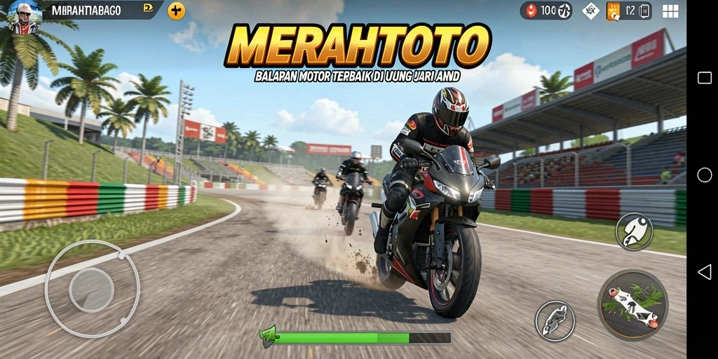 Tampilan gameplay seru di lintasan balap motor.