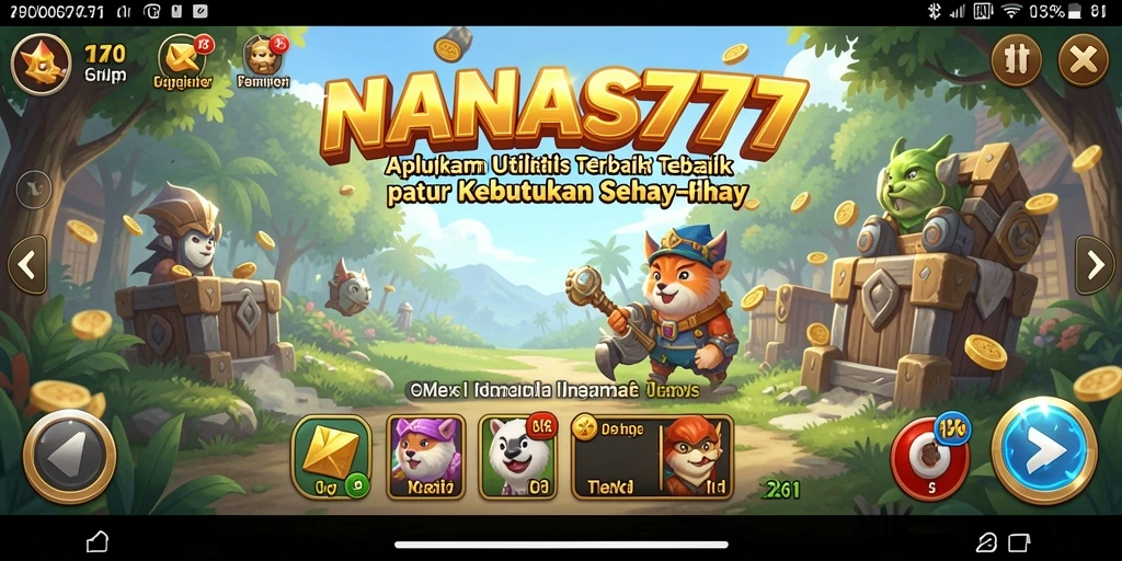 Tampilan utama NANAS777 dengan fitur-fitur utilitas yang membantu pengguna.