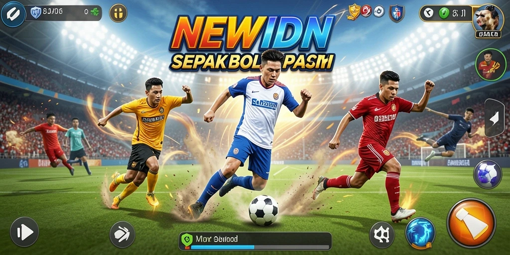 Tampilan aksi permainan sepak bola yang menegangkan dan menawan.