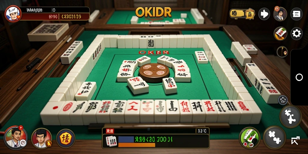 Tampilan gameplay seru OKIDR dengan ubin Mahjong.