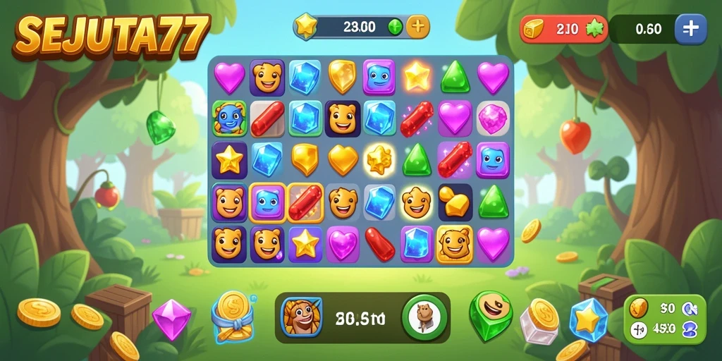 Gameplay seru dan penuh warna di SEJUTA77, game Match-3 yang menantang.