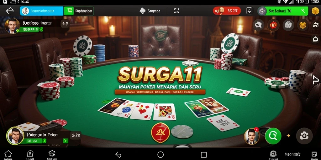 Tampilan layar permainan poker yang menarik dan interaktif.